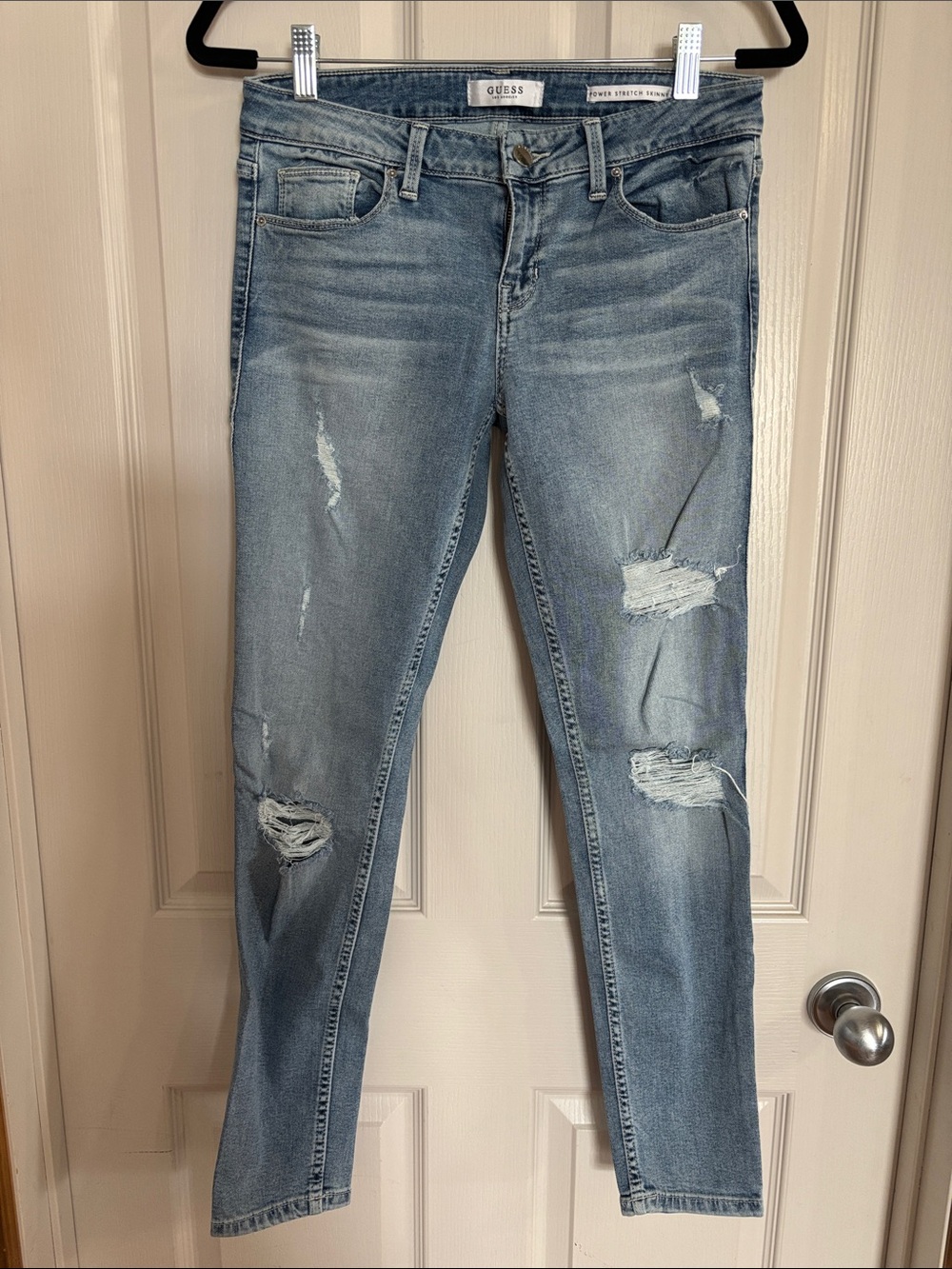 GUESS Distressed Light Blue Skinny Jeans